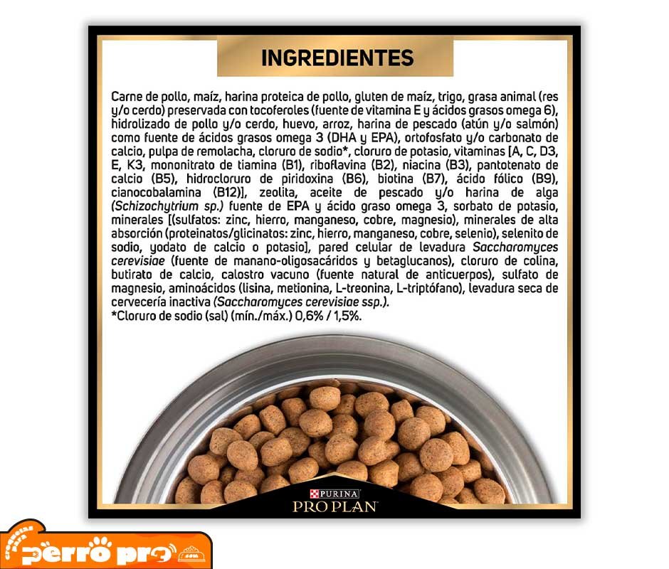 ingredientes de Purina Pro Plan Cachorros Raza Pequeña: