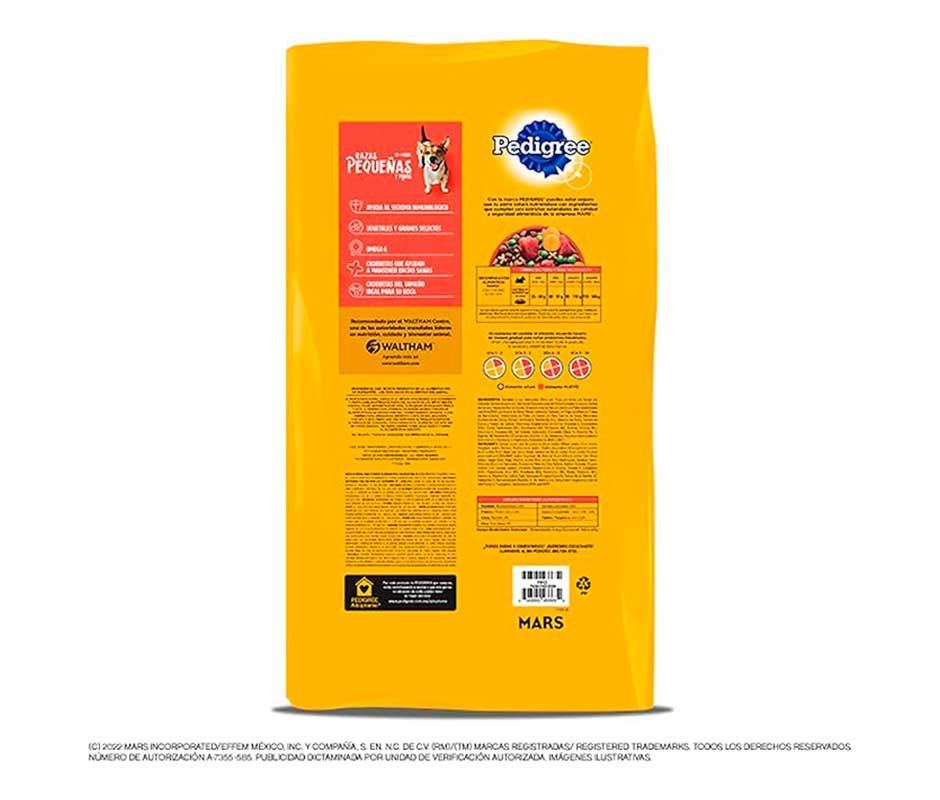Empaque detras de Pedigree Razas Pequeñas: Las Mejores Croquetas para tu Perro