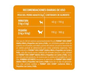 recomendaciones diarias de uso de Dog Chow Adulto Raza Pequeña