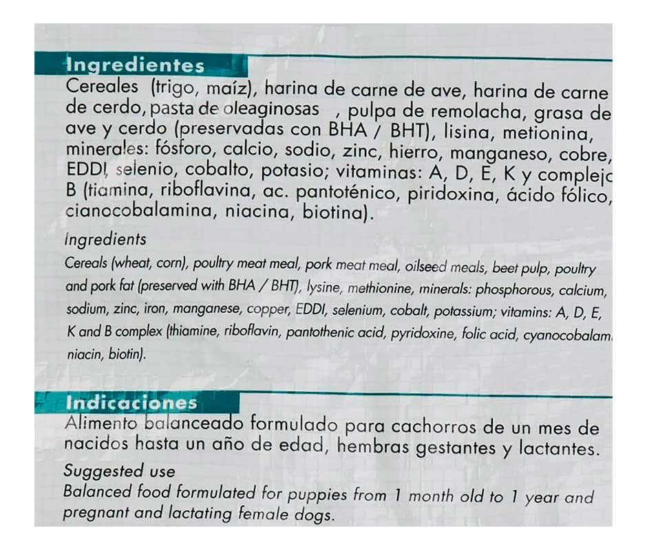 indicaciones de Croquetas Nucan Cachorro
