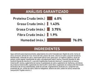 analisis garantizado de la Lata Gastrointestinal Royal Canin